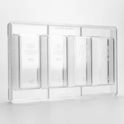 Goldbarren Schokoladenform, 4 Stück – Polycarbonat, 12 x 5.5 cm