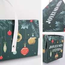 Schachtel für Weihnachtsbûche grün mit Handgriffen, 30 x 11 x 11 cm