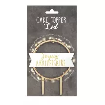 Topper led "Joyeux Anniversaire" aus Holz