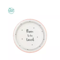 Petites assiettes rose "Hey Baby" & "Born to be loved"