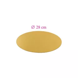 Thin round golden cake boards - 28 cm