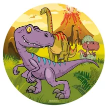 Disco di carta commestibile "dinosauro viola" - 20 cm