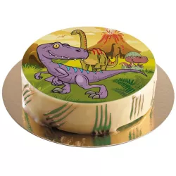 Disco di carta commestibile "dinosauro viola" - 20 cm