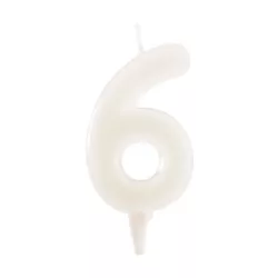 Bougie blanche fluorescente Chiffre 6