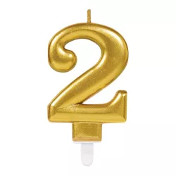 Bougies dorées - Chiffre : 2 - Numéro au choix