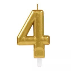 Bougies dorées - Chiffre : 4 - Numéro au choix
