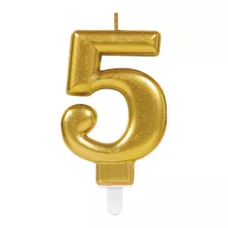 Bougies dorées - Chiffre : 5 - Numéro au choix