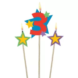 Bougie numérotée avec étoiles numéro 3