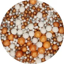 Mix of gold, silver and white sugar pearls