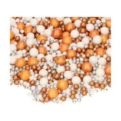 Mix di perle di zucchero dorate, argentate e bianche