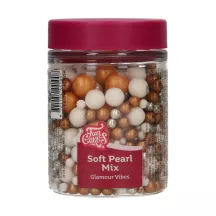 Mix di perle di zucchero dorate, argentate e bianche