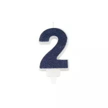 Navy blue candle with glitter - Number: 2