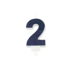 Navy blue candle with glitter - Number: 2