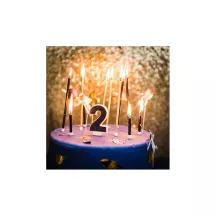 Navy blue candle with glitter - Number: 2