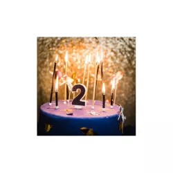 Candela glitterata blu scuro - Numero: 2