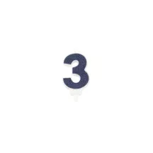 Bougie bleu marine avec paillettes - Chiffre: 3