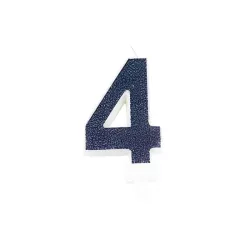 Navy blue candle with glitter - Number: 4