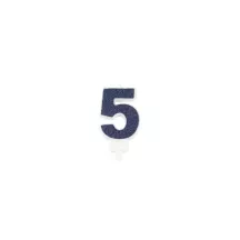 Candela glitterata blu scuro - Numero: 5