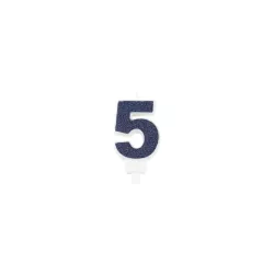 Navy blue candle with glitter - Number: 5