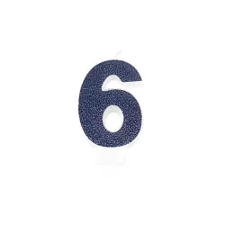 Navy blue candle with glitter - Number: 6