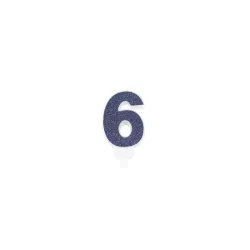 Candela glitterata blu scuro - Numero: 6