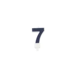 Candela glitterata blu scuro - numero: 7