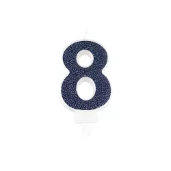 Candela glitterata blu scuro - Numero: 8