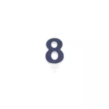 Candela glitterata blu scuro - Numero: 8