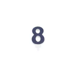 Navy blue candle with glitter - Number: 8