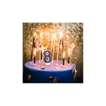 Bougie bleu marine avec paillettes - Chiffre: 8