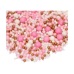 Mix di perle di zucchero bianche, rosa e oro