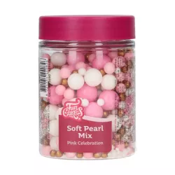 Mix di perle di zucchero bianche, rosa e oro