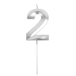 Bougie graphique argent - Chiffre: 2