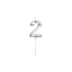 Zahlenkerze Silber - Zahl: 2