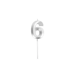Candela numerica in argento - Numero: 6