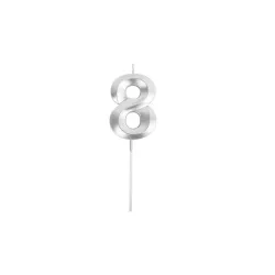 Candela numerica in argento - Numero: 8