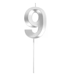 Candela numerica in argento - Numero: 9
