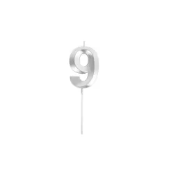 Candela numerica in argento - Numero: 9