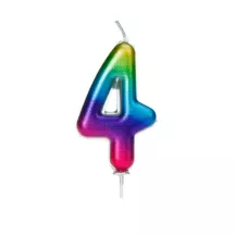 Regenbogen Kerzen - Zahl: 4