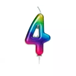 Regenbogen Kerzen - Zahl: 4