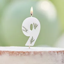 Candle with pressed leaves - choice of number