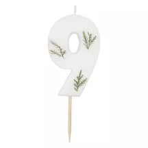 Candle with pressed leaves - choice of number