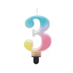 Candele arcobaleno color pastello numero 3