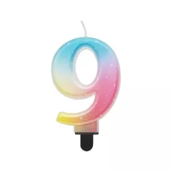 Candele arcobaleno color pastello numero 9