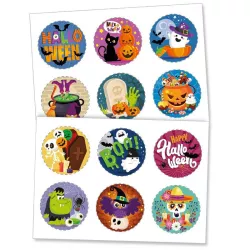 12 Halloween wafer discs with different designs