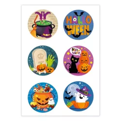 12 Halloween wafer discs with different designs