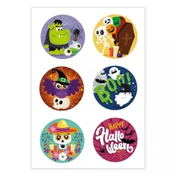 12 Halloween wafer discs with different designs