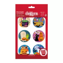 12 Halloween wafer discs with different designs