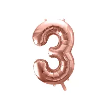 Ballon roségold, chiffre 3 – 86 cm