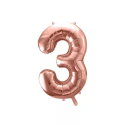 Balloon rose gold, number 3 – 86 cm